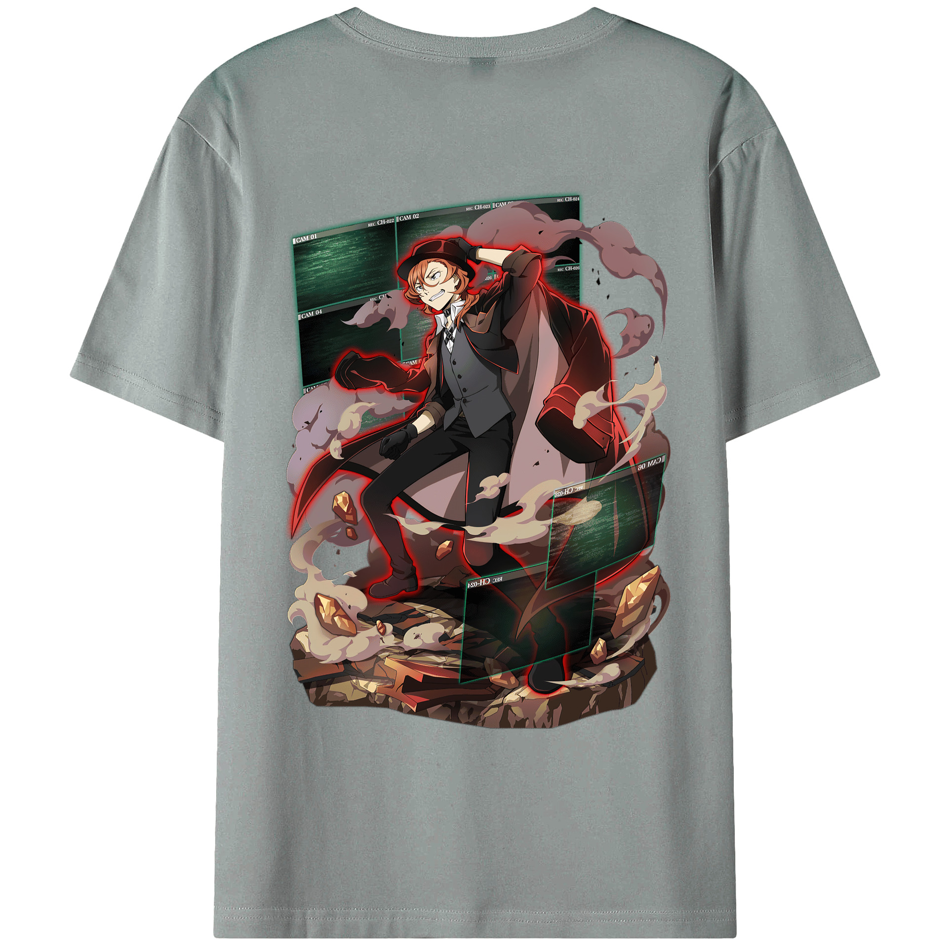 （画像用） 文豪ストレイドッグス Bungo Stray Dogs 綿100％ メンズ半袖Tシャツ（バックプリント） 通気性